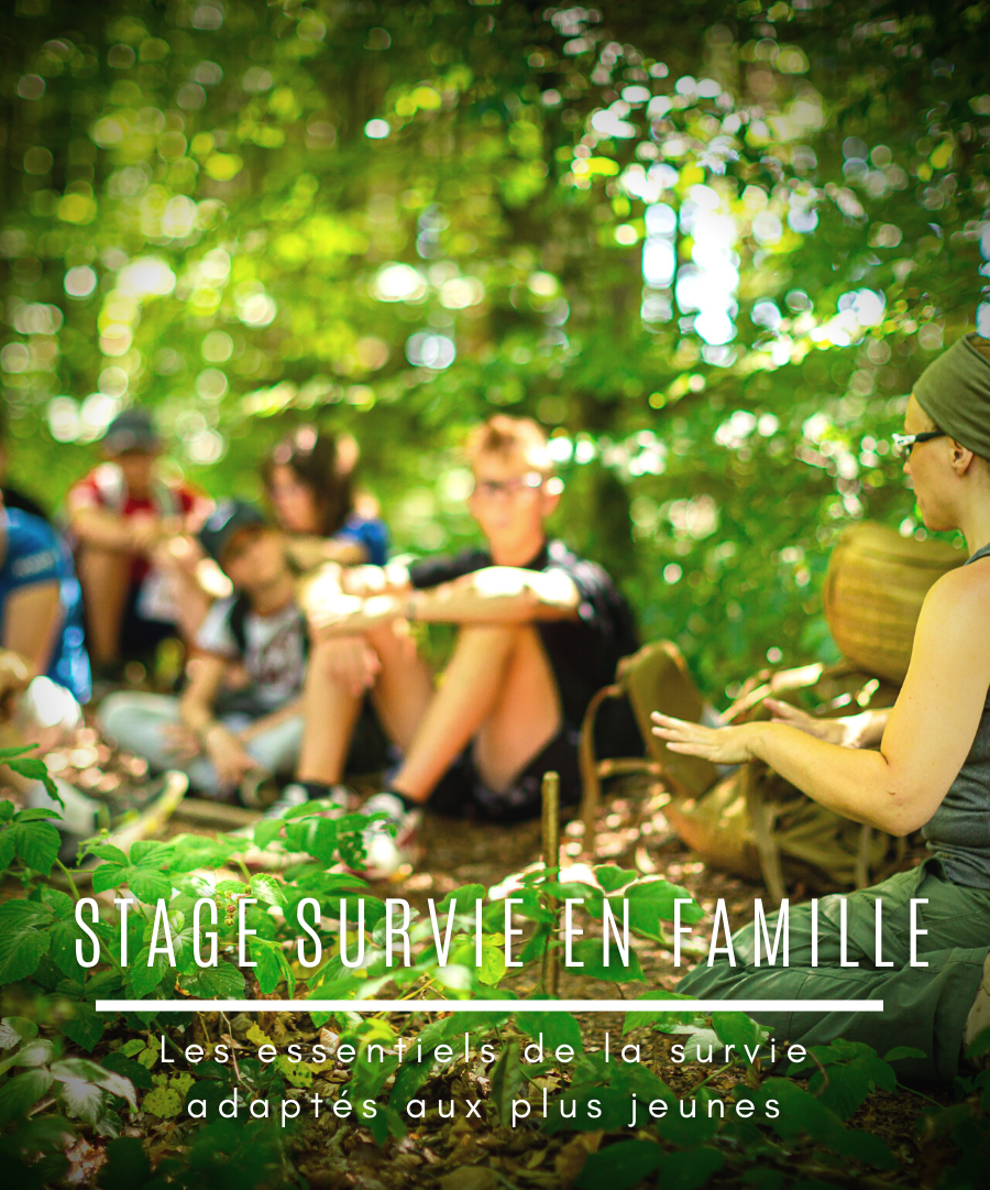 Stage de Survie en famille - enfants en Bourgogne Franche Comté Equipement  Sans supplément Option famille 1 Adulte + 1 enfant